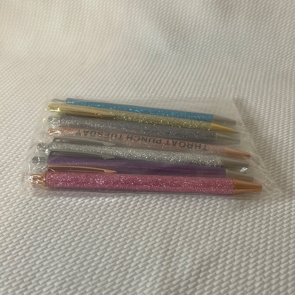 🆕💜 7 Funny Glitter Pens Set Days of the Week Sarcastic Adult Humor